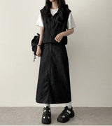 Sink non-fade raw denim long skirt