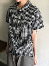 26SS★ [BAONHAUS]クルーネンリネンチェック半袖シャツブラウスlouse