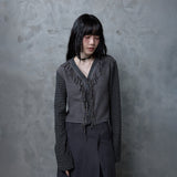 FRINGE STRIPE CARDIGAN: GREY