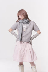 Mini ribbon muffler_gray
