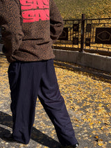 (UNISEX) ピンストライプフォーマルワイドスラックス