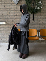 (WOOL) TIE STRAP LAYERED SKIRT