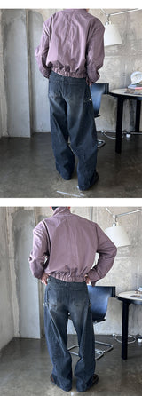 [Unisex] スナップバルーンデニムパンツ(2color)