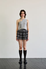 BEBE UNBALANCE SLEEVELESS TOP / GRAY