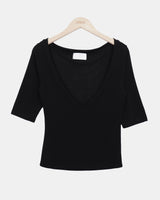 Pelon Deep V-Neck 7-Sleeve T-Shirt