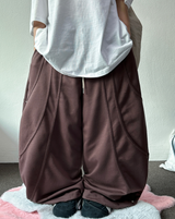 コリアン/ハイクオリティ🤍🩶 アウラリベットセミバルーンワイドロングパンツ 🩶🤎🖤🤍 - 4カラーズ