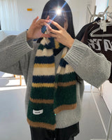 ファイバーモヘアウールストライプマフラー 4C