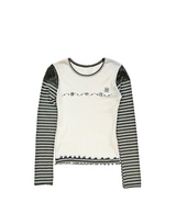 DREAM FLOWER STRIPE SLEEVES TOP CREAM