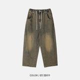 Cross Patch Work Banding Denim Pants (2 Colors)