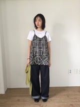 Soleil Plaid Camisole Blouse (2color)