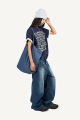Brushed Slub Wide Denim Pants