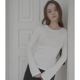 BACK RIBBON LONG SLEEVE-WHITE