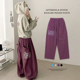 Poe Back Big Pocket Lettering String Wide Pants