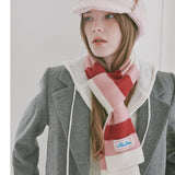 3ストライプニットマフラー (Cherry, Pink, Cream)