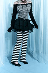 striped semi-bootcut leggings