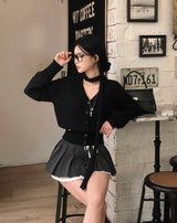[BELLIDE MADE] メタリックチャームVネックカーディガンwithタイ