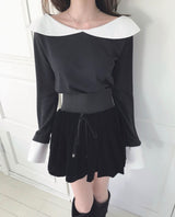 repel velvet full-banding pleated skirt