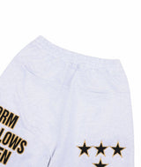 Star Lettering Patch Sweat Pants - White