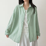 Pastel 💛 Thin Stripe Loose Fit Summer Long-Sleeved Shirt (6 colors)