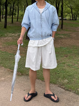 Cooling seersucker bermuda pants