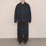 panel mix denim wide pants_blue