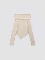 Cowl-neck Open Shoulder Tee_Ivory