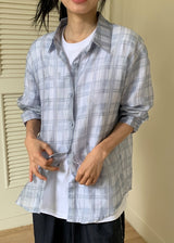 Rimu Summer Loose-Fit See-Through Check Shirt