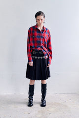 SILVER BUTTON CHECKED  SHIRT IN RED