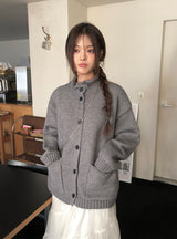 Mayo Pocket Loose Fit High Neck Knit Cardigan