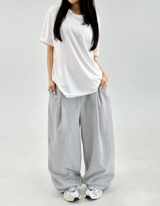 ❤ S-XL❤ サイドプリーツワイドバルーントレーニングパンツ