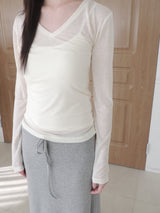 sheer v-neck tee (4c)