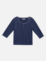 Dot Star Henley Neck 3/4 Sleeve T-Shirt (3c)