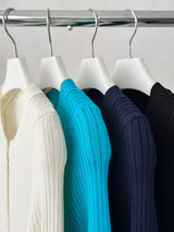 Chewing Ribbed Button Round Neck Long Sleeve Cardigan
