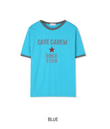 Rokdon Star Lettering Ringer Short Sleeve T-shirt