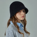 VA Curved Oval Metal Washed Knit Bucket Hat  / Black