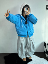 キディリング ポイント フロントプリーツ バルーンパンツ💙🩶🖤 - 3カラー