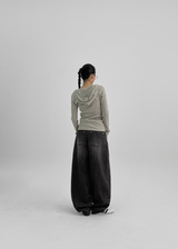 [MADE] シアンカットリベットバルーンデニムパンツ