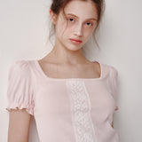 Lace Puff T-shirt (Pink)