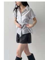 [Short Sleeve ver.] Kaya Wrap See-through Roll-up Shirt