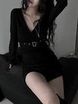 belted wrap V-neck T (2color)