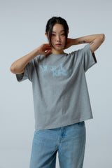 EEERRR Distorted ロゴオーバークロップフィットTシャツ (メランジ)