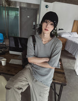 アトリエダメージVネックショートスリーブレスニットウェア