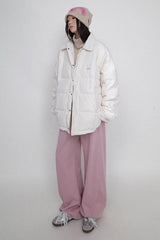 90% white duck down double-color shirt-style small lapel design down jacket