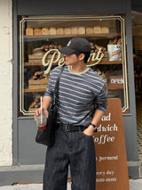 フレンチストライプロングスリーブTシャツ