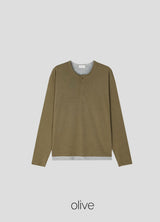 ツートーンレイヤードヘムTシャツ