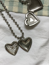 Vintage heart ball chain necklace (2c)