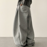 Terry Fleece side pin tuck incision string wide pants