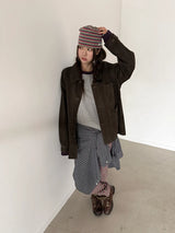 stripe short beanie
