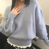 ポリルペンダントルーズフィット Vネック ニットウェア