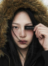 25FW★ [ EEUN MADE ] ツリーホットフィックス ダブルファーフード ジップアップ